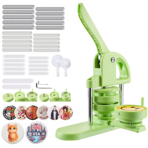 Vevor Button Maker Machine, 2.28/2.95 Inch 2-In-1, Plastic Pin Maker With 200 Pcs Button Parts, Circle Cutter And Magic Book, Reinforced Ergonomic Han-image