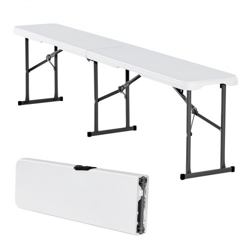 VEVOR Plastic Folding Bench, 6 ft Portable Bench for Indoor/Outdoor Picnic Party Patio Camping Dining, Foldable Smooth HDPE Seat for Garden Soccer Multipurpose Entertaining Activities, 1 Pack, White SLKZDYDZY6FT8U3RLV0