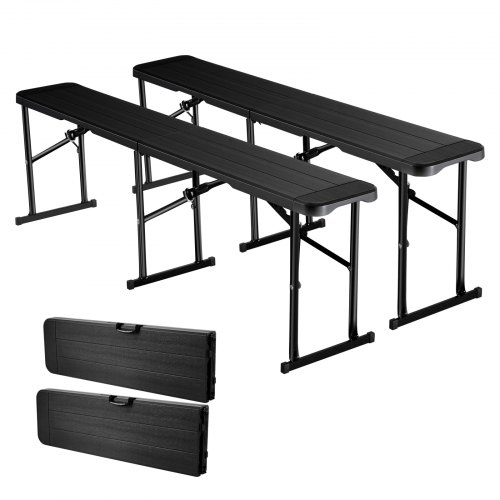VEVOR Plastic Folding Bench, 6 ft Portable Bench for Outdoor Picnic Party Camping Dining, Foldable Smooth HDPE Seat for Garden Soccer Multipurpose Ent