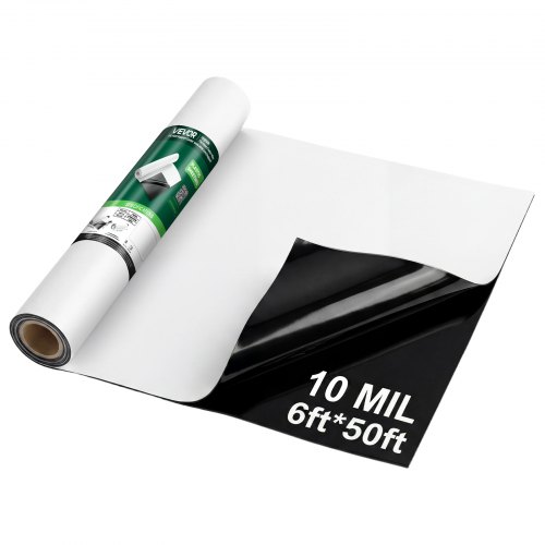 

VEVOR 10 Mil Plastic Sheeting 6' x 50' Heavy Duty Thick Polyethylene Roll, Plastic Drop Cloth Painters Tarp, Polyethylene Covering for Crawl Space Vapor Barrier, Weed Control, Garden, Black & White