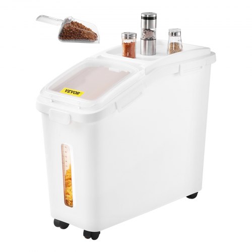 VEVOR Rice Storage Container, 11.4Gallon/50L Capacity Large Dog Food Dispenser Bin, Kitchen Ingredient Grain Cereal Flour Bin, Pet food Containers wit