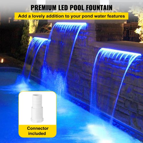 Waterfall Spillway Color Changing LED Lighted Spillway11.8" Pool Fountain Garden 