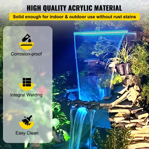 Waterfall Spillway Color Changing LED Lighted Spillway36.2" Pool Fountain Garden 