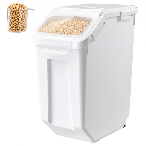 VEVOR Rice Storage Container 2 Pack 32 lbs/5.28 Gallons Dog Food Dispenser, for Kitchen Pantry, 20L x 2 Grain Cereal Flour Ingredient Storage Bin, Pet Food Container with Measuring Cup, Airtight Lid