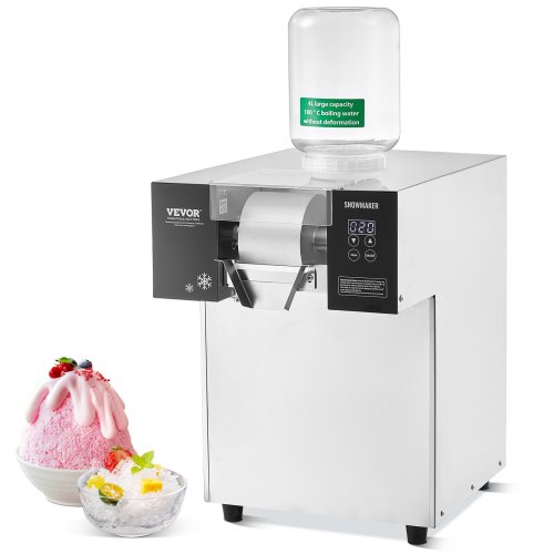 VEVOR Commercial Snowflake Ice Machine, 385LBS/24H Snowflake Ice Maker, Stainless Steel Ice Shaver Machine, Electric Snow Cone Maker, Liquid Cooling System for Rapid Heat Dissipation, Ice Cream