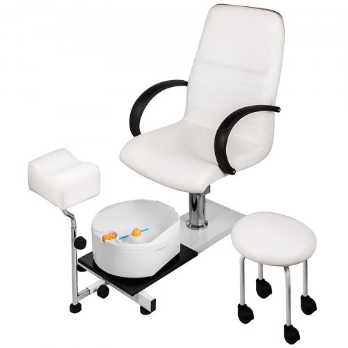 

VEVOR Hydraulic Lift Adjustable Spa Pedicure Unit with Easy-Clean Bubble Massage Footbath White