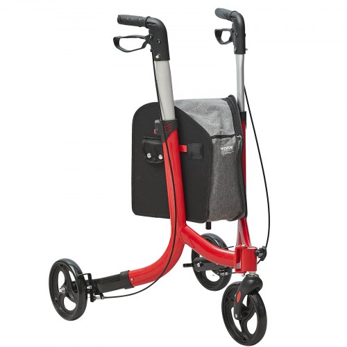 

VEVOR 3 Wheels Rollator Walker for Seniors, Lightweight Aluminum Foldable Rolling Walker with Adjustable Handle, Outdoor Trio Mobility Walker with Large Wheels & Spacious Storage Bag, 260LBS Capacity