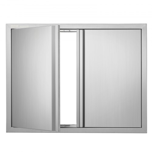 Vevor BBQ Access Door, 31W x 24H Inch Double Outdoor Kitchen Door, Stainless Steel Flush Mount Door, Wall Vertical Door with Recessed Handles , for BBQ Island, Grilling Station, Outside Cabinet
