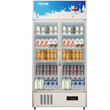 VEVOR Commercial Refrigerator,Display Fridge Upright Beverage Cooler, Glass Door with LED Light for Home, Store, Gym or Office, (23 cu.ft. Double Swing Door)