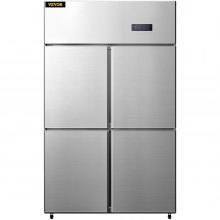 VEVOR Commercial Reach-in Refrigerator Upright Fridge Chiller 4 Doors 27.5 Cu.Ft