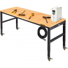 VEVOR Adjustable Height Workbench 61"L x 20"W Work Bench w/ Power Outlet Casters