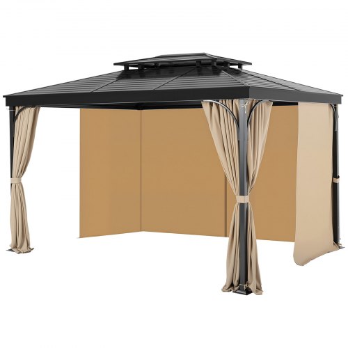 

VEVOR Gazebo Privacy Curtain 12' x 10' x 7' Waterproof Gazebo Curtains Khaki