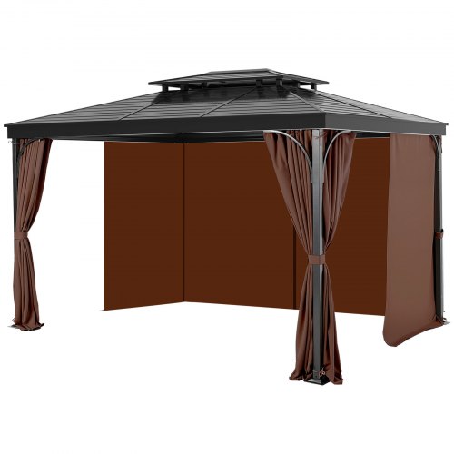 

VEVOR Gazebo Privacy Curtain 12' x 12' x 6.9' Waterproof Gazebo Curtains Coffee