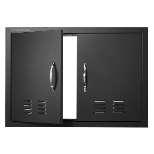 VEVOR BBQ Access Door, 762x533 mm Double Outdoor Kitchen Door, Cold Plate Flush Mount Door, Wall Vertical Door with Handles and Ventss, for BBQ Island