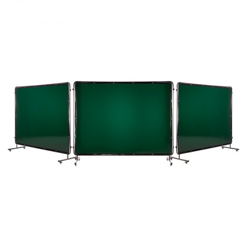 

VEVOR Welding Screen with Frame, 3-Panel 1.74 x 2.34m Welding Curtain Screen, Flame-Resistant Vinyl Protection Screens with 12 Wheels & 6-Level UV Protection for Workshop/Industrial Use, Dark Green