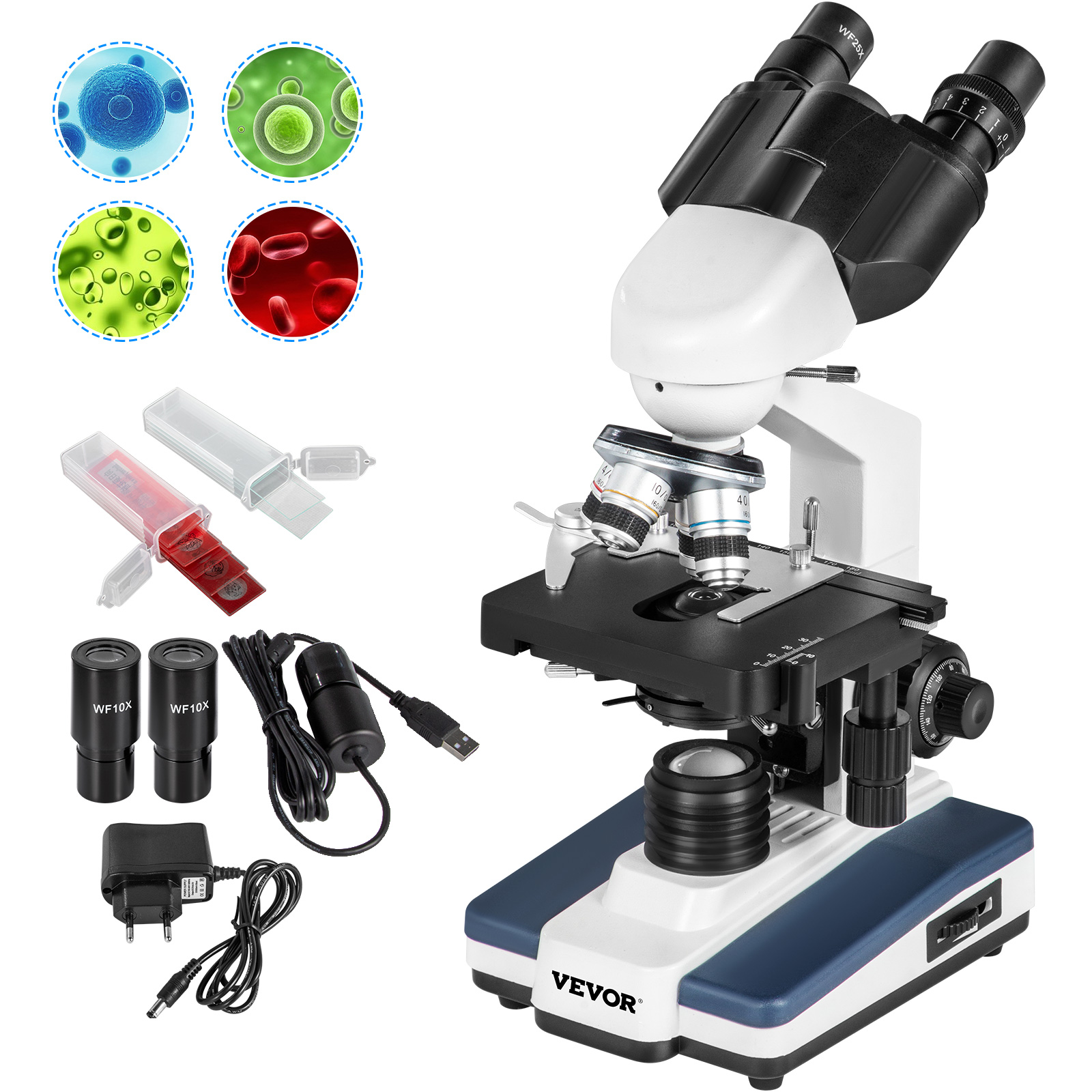 Vevor Binocular Compound Microscope Digital Compound Microscope 40x-2000x Led от Vevor Many GEOs