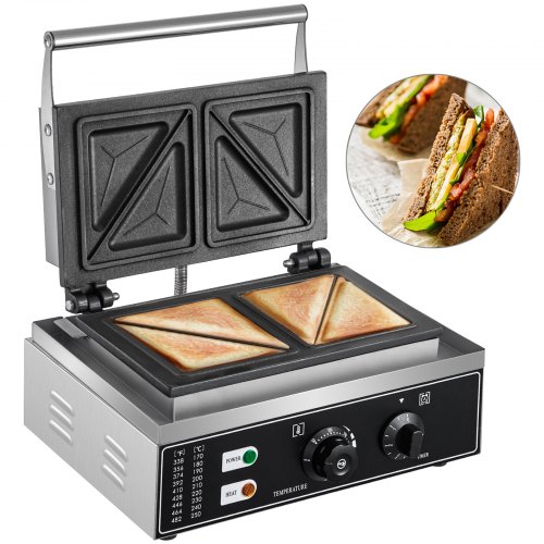 4 Slice Sandwich Press Toaster Ham and Cheese Flat Sandwich Maker Bread Toaster