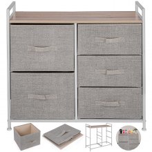 5-drawer Storage Fabric Organizer Cabinet Cube Dresser Non-woven Multi-bin