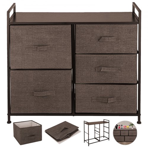 

Fabric 5 Drawer Storage Tower Organizer Coffee fashion north Simple Dorm PRO