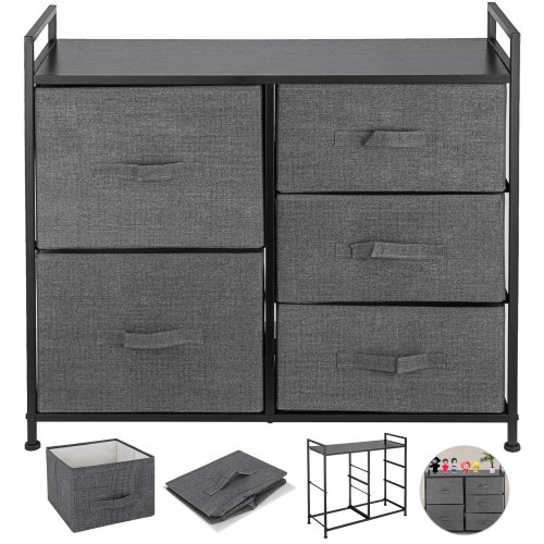 Fabric 5-drawer Dresser And Storage Organizer Unit For Bedroom, Dorm