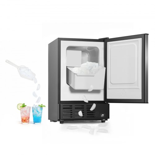 

VEVOR 15" W Under Counter Ice Maker, 15 LBS/Day Crescent Ice Maker Built-in with 11LBS Storage Bin & Reversible Door, Freestanding Ice-Making Machine for Commercial Home Kitchens - No Drain Required