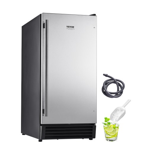Vevor Undercounter Built-In Ice Maker, 50 Lbs/Day Under Counter Ice Maker Machine With Drain Pump Reversible Door Stainless Steel, Freestanding Ice Ma-image