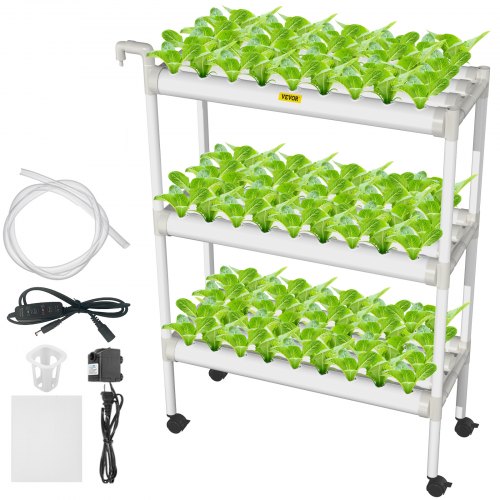 VEVOR Hydroponic Grow Kit Hydroponics System 108 Plant Sites 3 Layers 12 Pipes
