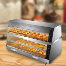 VEVOR Commercial Food Warmer Display Case Bain Marie 2-Tier Pizza Showcase 3200W