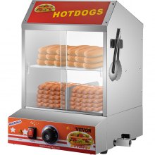 VEVOR Commercial Hot Dog Steamer Electric Bun Warmer Cooker 2 Tier Slide Doors