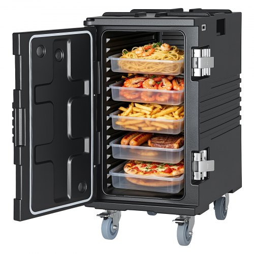 VEVOR Insulated Food Pan Carrier, 127 Qt Non-Electrical Food Warmer, with Swivel Wheel & 304 Stainless Steel Latch, LLDPE Stackable Hot Box, for Vario