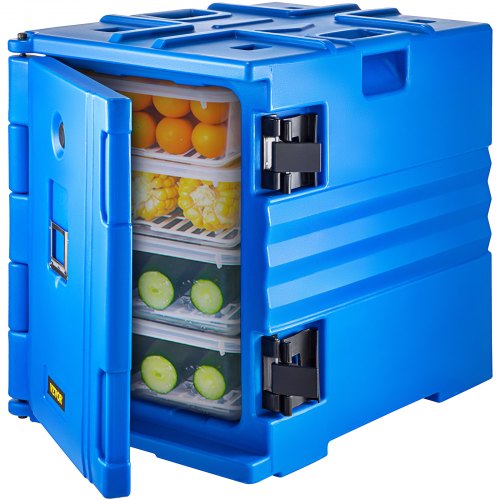 VEVOR Insulated Food Pan Carrier Front Load Catering Box Stackable 82 Qt Blue