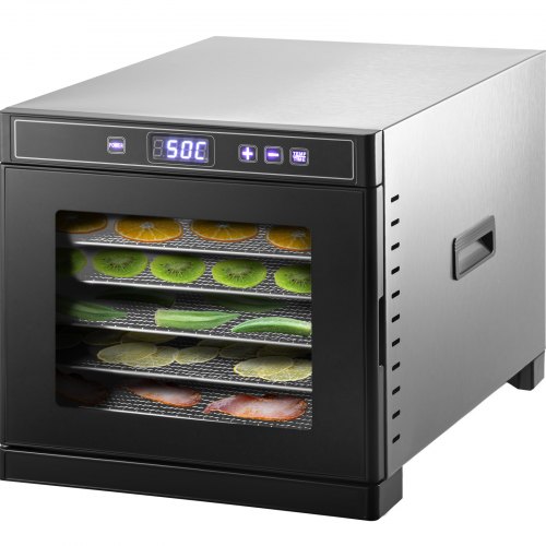 VEVOR Food Dehydrator Machine Fruit Dryer 6 Trays Stainless Steel Adjustable