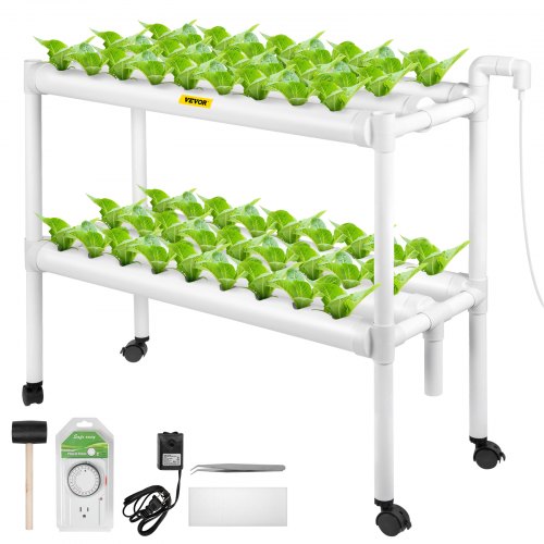 VEVOR Hydroponic Grow Kit Hydroponics System 54 Plant Sites 2 Layers 6 Pipes