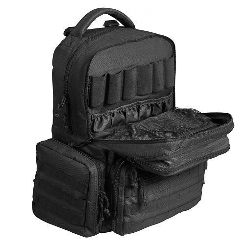 

VEVOR Tactical Range Backpack for 6 Pistols, Gun Backpack with 6 Independent Pistol Bags & 10 Magazines, Pistol Backpack for Outdoor Hunting Shooting, Range Bag for Handguns Lockable Zipper, Black