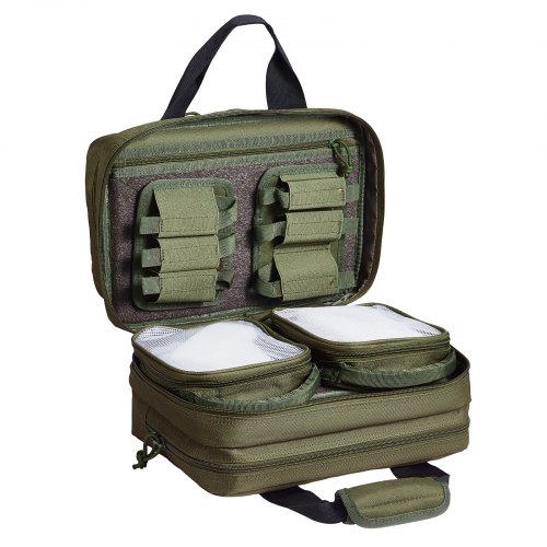 

VEVOR Range Bag for 2 Pistols Tactical Gun Bag 2 Built-in Pistol Bags Green