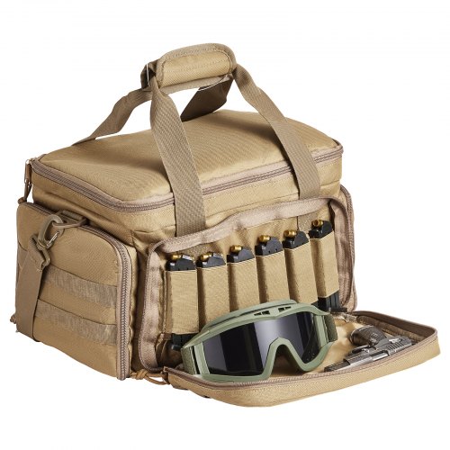 

VEVOR Range Bag for 4 Pistols Tactical Gun Range Bag Single Shoulder Strip Brown