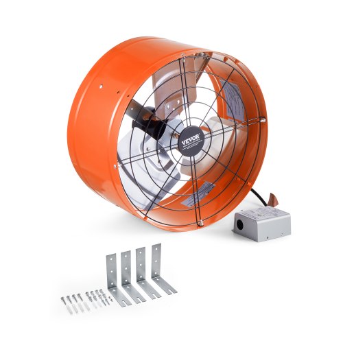 VEVOR Gable Mount Fan, 15 Inch Attic Exhaust Fan with Adjustable Thermostat & Outer Mesh, 1650 CFM House Ventilator Cools Up to 2360 Sq. Ft, Quiet Ventilation for Roof, Garage & Shop, Vibrant Orange SQFJ15YC16502BPXZV1