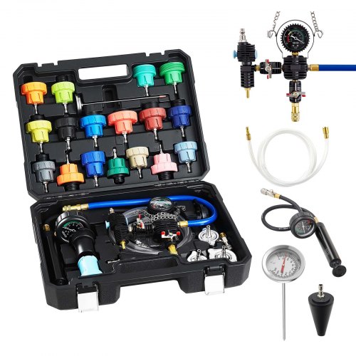 

VEVOR Coolant Pressure Tester Kit, 47Pcs Radiator Vacuum Refill Kit with 3 Metal Adapters, Universal Fit, Automotive Cooling System Pressure Tester Tool, with Pressures Pump & Plastic Filler
