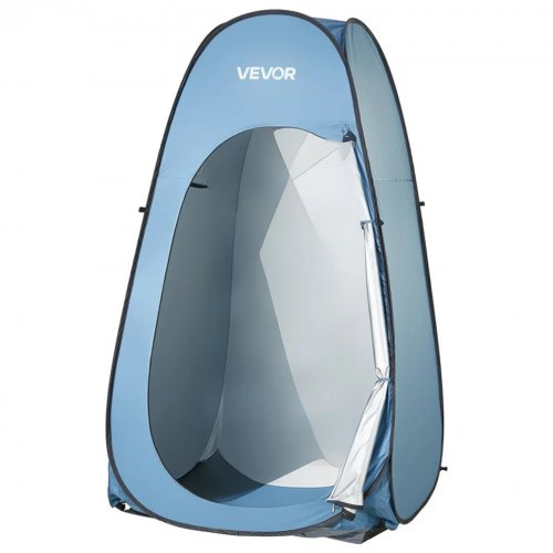 VEVOR Pop up Shower Tent, Instant Portable Privacy Tent Changing Room with Hanging Bag, Ground Stakes, Ropes, Carry Bag, 190T Polyester with Silver Co