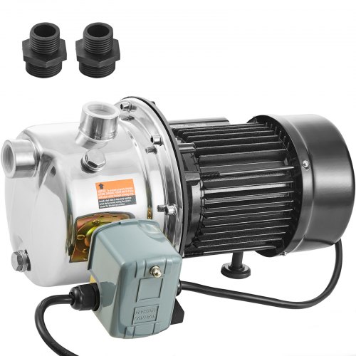 Vevor 1HP SUS304 Stainless Steel Shallow Well Jet Pump, 115 Volt, 18.5 GPM 147.6 FT Maximum Head Irrigation Water Pump, for Agricultural Garden Irrigation System High-Rise Water Supply Shower Booster