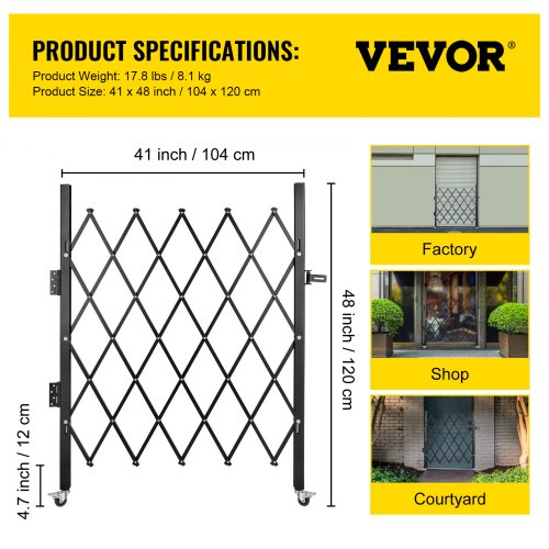 1-Chain Details about   VEVOR Expandable Mobile Barricade Expandable Barricade Fence 1pcs 8.3ft 