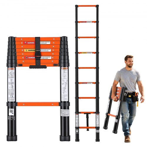 Vevor Telescoping Ladder, 8.5 Ft Extension Ladder One-Button Retraction, Heavy-Duty 330 Lbs Capacity, For Home Repairs, Painting, Window Cleaning And-image