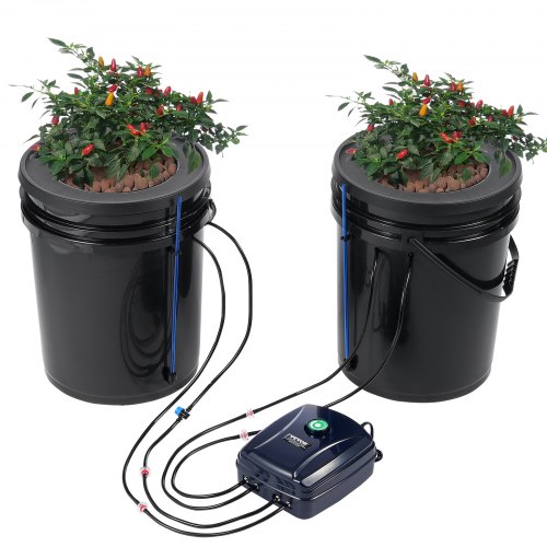 

VEVOR DWC Hydroponics Grow System Deep Water Culture with Top Drip 2 Buckets