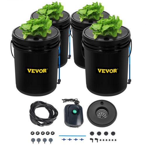 

VEVOR DWC Hydroponics Grow System Deep Water Culture 4 Buckets with Air Pump