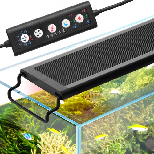 

VEVOR Aquarium Light, 14W Full Spectrum Fish Tank Light with 24/7 Natural Mode, Adjustable Timer & 5-Level Brightness, with Aluminum Alloy Shell Extendable Brackets for 12"-18" Freshwater Planted Tank