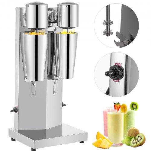 Vevor Milkshake Maker Kit, Stainless Steel Electric Milkshake Maker, 180W Milkshake Machine, Double Head Classic Milkshake Maker With 800Ml Cup, Silve-image