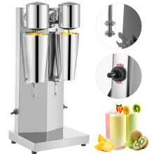 VEVOR Double Head Milkshake Mixer 360W with 800ml Cup Stainless Steel Electric Milk Shake Maker with 18000rpm High Speed 2 Speed Adjustable for Yogurt/Milk/Protein Powder/Cocktail/Smoothies