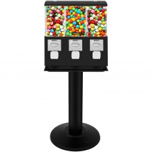 VEVOR Triple Head Candy Vending Machine, 1-inch Gumball Vending Machine, Commercial Gumball Vending Machine with Stand and Adjustable Candy Outlet Size, Candy Vending Machine for Home, Gaming Stores