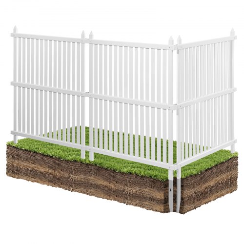 

VEVOR 3 Panels Vinyl Privacy Screen, 36 x 45 in Outdoor Fence Enclosure with Galvanized Stakes, PVC Vertical Vinyl Fence Screen, Ideal for Trash Can, Air Conditioner, Pool Equipment Fence, White