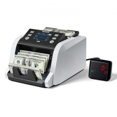 VEVOR Money Counter Machine, 1200 Notes/Minute, Cash Counter with Value Count, UV/MG/IR/DD/DBL/HLF/CHN Counterfeit Detection, TFT Display, Money Count